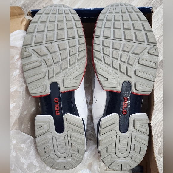 POLO RALPH LAUREN Men's Jogger Leather Mesh Sneakers White Multi Size 9.5D - Picture 7 of 8